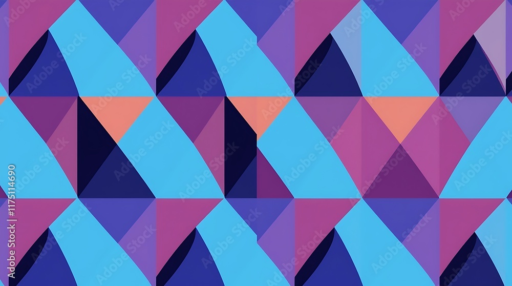 Abstract Geometric Pattern: A vibrant and dynamic composition of overlapping triangles, showcasing a captivating interplay of colors, textures, and perspectives. Ideal for modern design projects. Abstract Geometric Pattern: A vibrant and dynamic composition of overlapping triangles, showcasing a captivating interplay of colors, textures, and perspectives. Ideal for modern design projects.