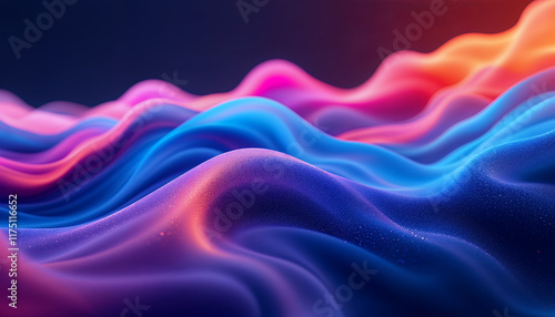 Wallpaper Mural visually striking and dynamic abstract design, with vibrant waves of pink, blue, and orange hues that flow across the frame. The description evokes a sense of motion and energy Torontodigital.ca