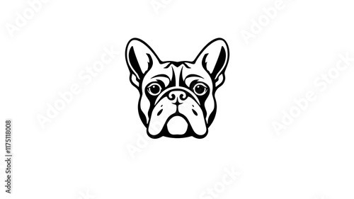 French bulldog logo icon on white background. Generative AI photo