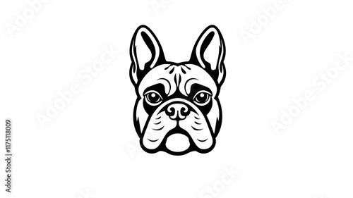 French bulldog logo icon on white background. Generative AI photo