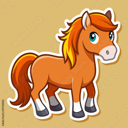 Cute cartoon horse sticker image.