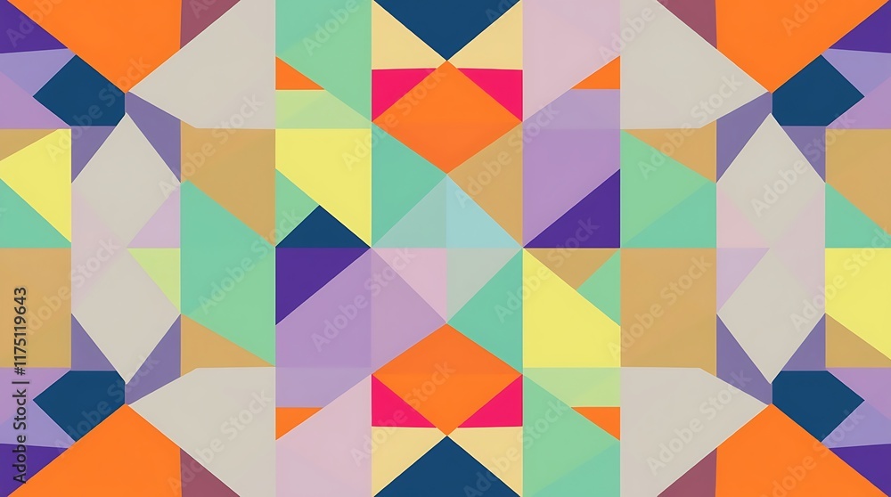 Abstract Geometric Pattern: A vibrant and dynamic abstract pattern featuring an interplay of colorful triangles and geometric shapes. The pattern creates a sense of movement and depth. Abstract Geometric Pattern: A vibrant and dynamic abstract pattern featuring an interplay of colorful triangles and geometric shapes. The pattern creates a sense of movement and depth.