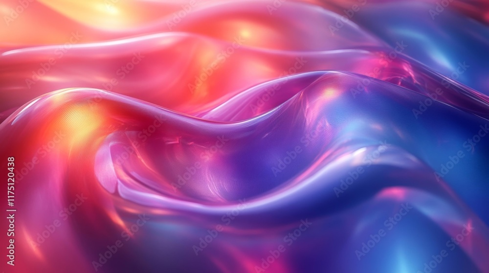 Fototapeta premium Abstract Glossy Ribbon Shapes with Vibrant Gradient Colors. Generative AI