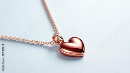 Rose Gold Heart Pendant on Chain. Generative AI photo