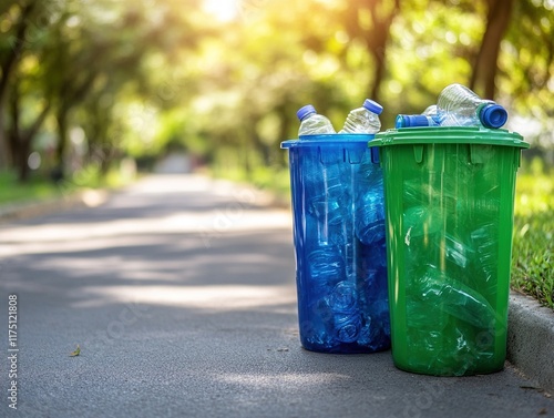 Plastic Bottles in Recycling Bin photo