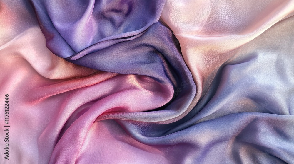 Shiny pink and purple satin fabric with soft folds, forming a luxurious light purple backdrop for romantic and special occasion designs Shiny pink and purple satin fabric with soft folds, forming a luxurious light purple backdrop for romantic and special occasion designs