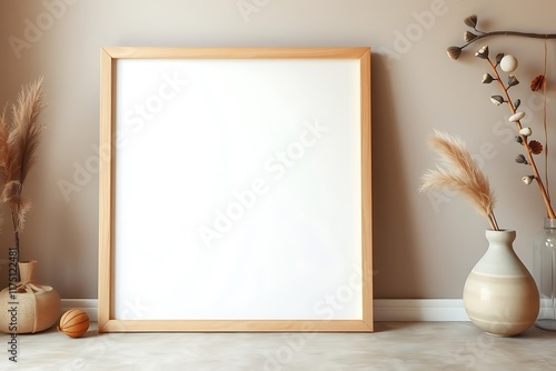 Autumnal Mockup: Blank Canvas in Natural Decor 