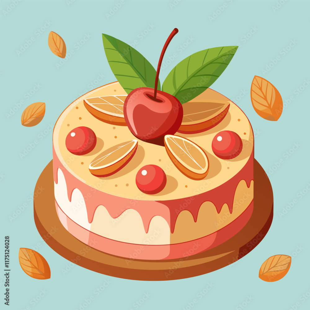Delicious fall-themed cake with fruit. Delicious fall-themed cake with fruit.