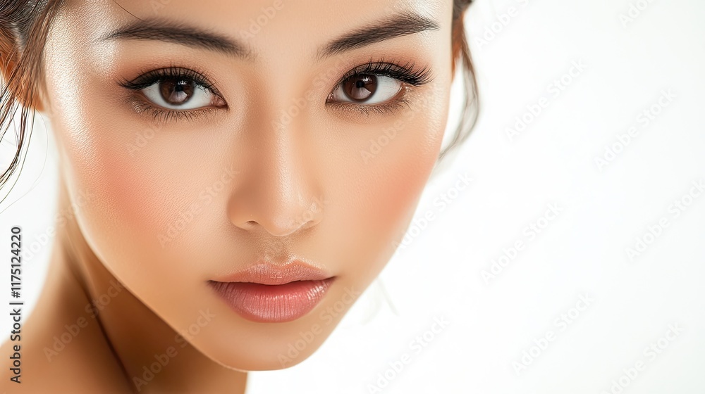 Fototapeta premium Close up of a womans face showing flawless skin
