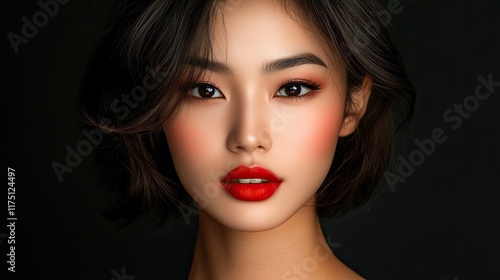 Wallpaper Mural Portrait of a Young Woman with Red Lips and Dark Hair Torontodigital.ca