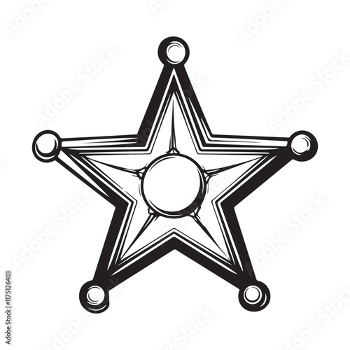 Sheriff Badge image vector. Black and white Sheriff Badge image vector isolated on white background.