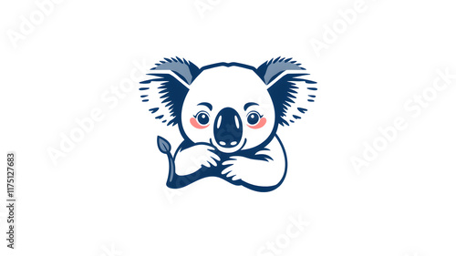 Gentle koala logo design on white background. Generative AI photo