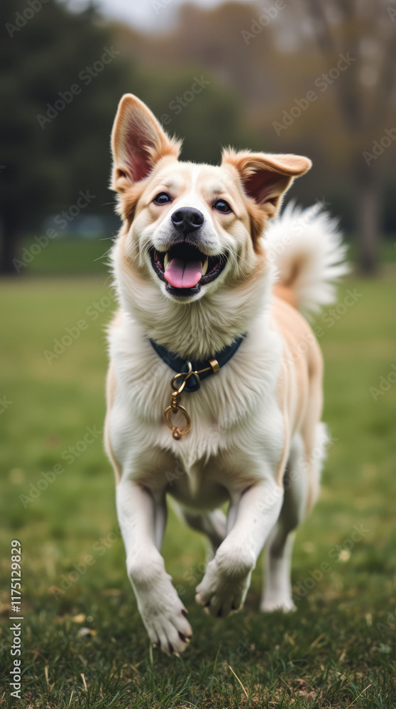 A Playful Dog Wagging Its Tail in a Heart Shape Captured in a Moment of Joy at the Park A Playful Dog Wagging Its Tail in a Heart Shape Captured in a Moment of Joy at the Park