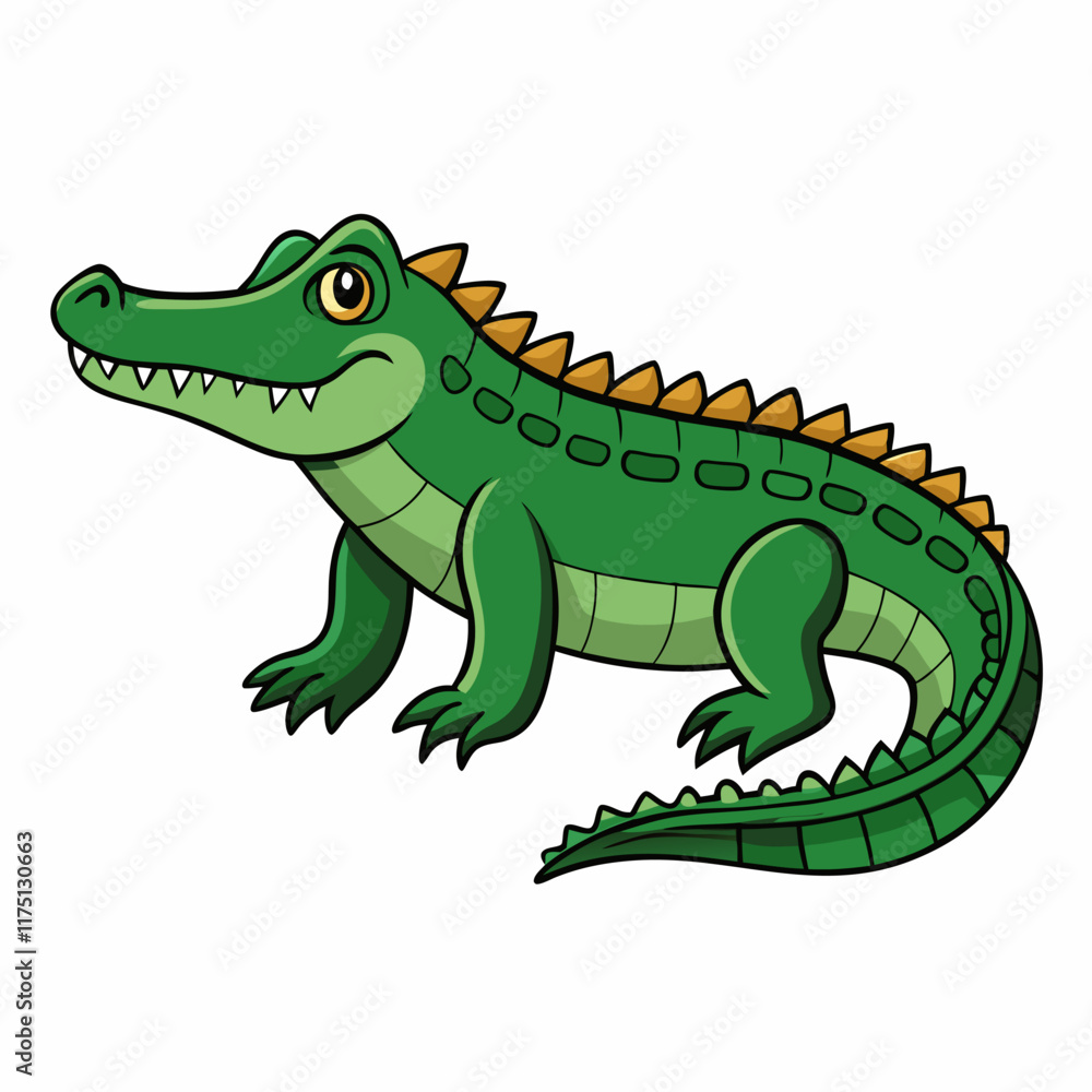 Fototapeta premium Illustration of an Alligator, colorful green Crocodile - Vector Illustration