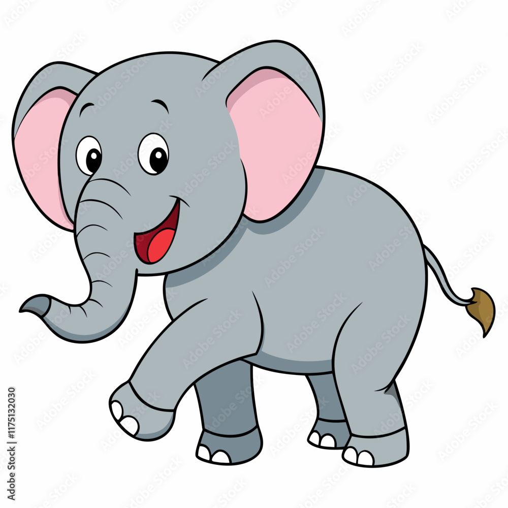Vector illustration of a Walking Elephant on a White Background - Vector Art Vector illustration of a Walking Elephant on a White Background - Vector Art