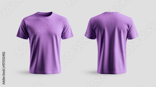 Purple T-Shirt Mockup Isolated on White. Generative AI