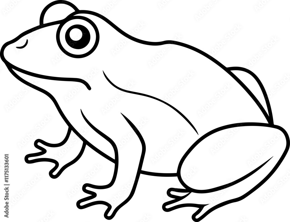 Fototapeta premium Minimalist Black outline of a Frog - Vector Illustration