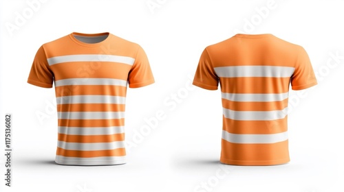 Orange Striped T-shirt Mockup. Generative AI photo