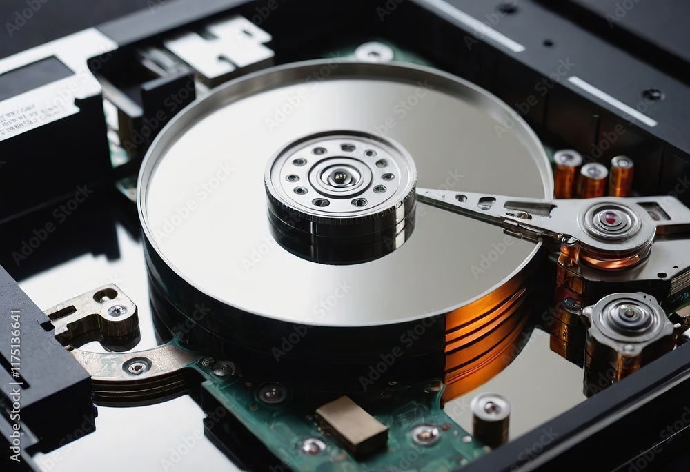 A Detailed CloseUp of the Internal Mechanism Inside a Hard Drive for Enhanced Understanding A Detailed CloseUp of the Internal Mechanism Inside a Hard Drive for Enhanced Understanding