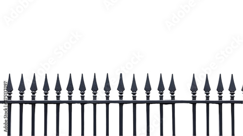 Black Metal Fence  Spiked Railing  Gothic Design  Security Barrier  Outdoor Decor  Archite photo