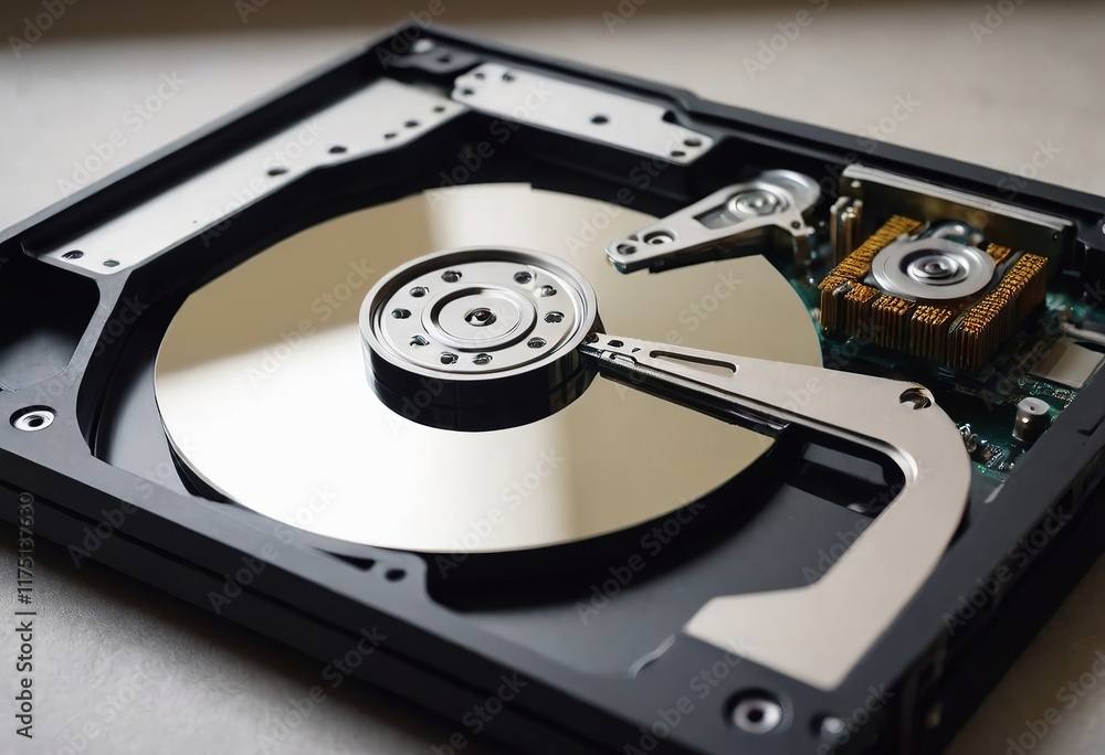 A Detailed CloseUp of the Internal Mechanism Inside a Hard Drive for Enhanced Understanding A Detailed CloseUp of the Internal Mechanism Inside a Hard Drive for Enhanced Understanding