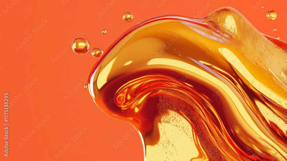 Fototapeta premium Abstract liquid art with vibrant orange and gold hues