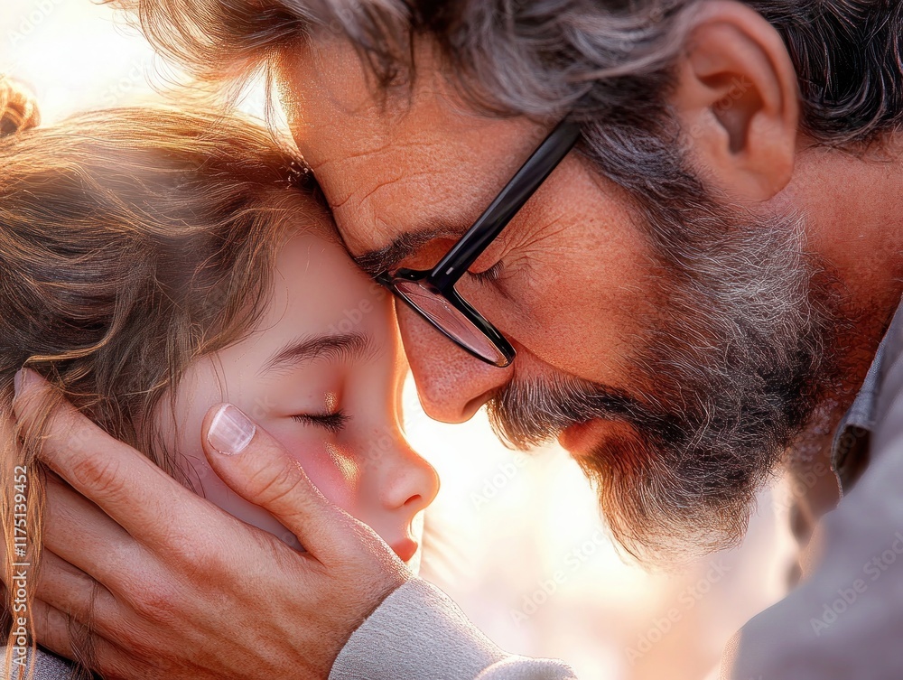 A tender father drying his daughters tears after a tough day, their bond full of understanding and affection This heartwarming image captures a special moment of parental love and comfort See a A tender father drying his daughters tears after a tough day, their bond full of understanding and affection This heartwarming image captures a special moment of parental love and comfort See a