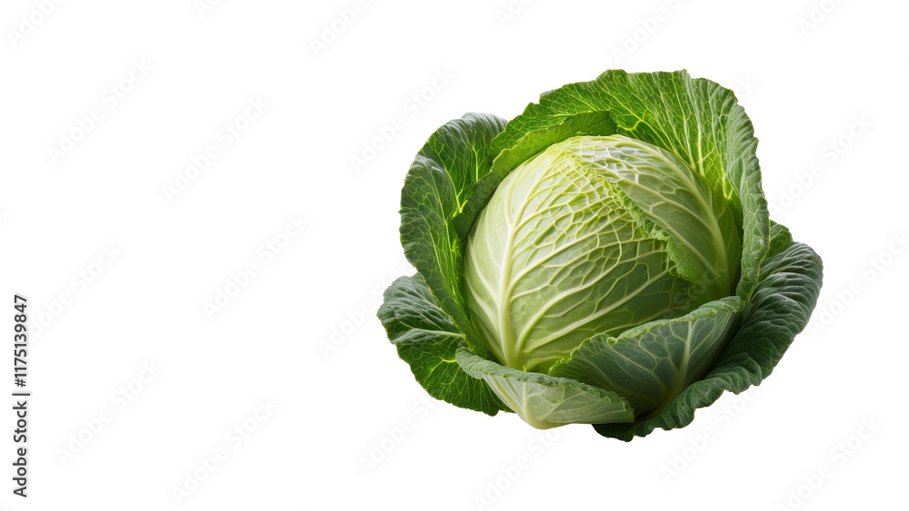 Obraz premium A fresh, whole head of cabbage, on the white background.