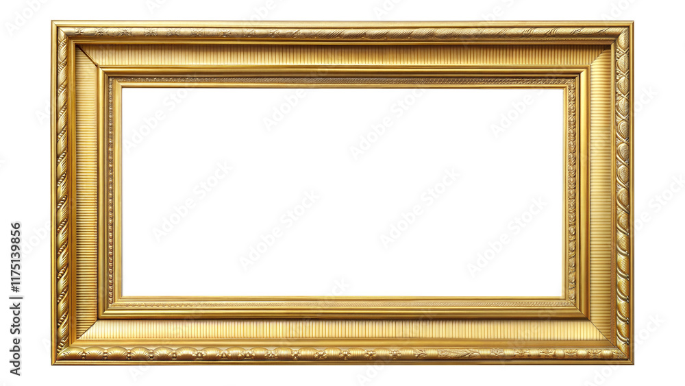 Fototapeta premium Golden decorative frame with intricate design ready for artwork display in an elegant setting
