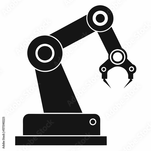 Industrial Robot Arm Silhouette Vector