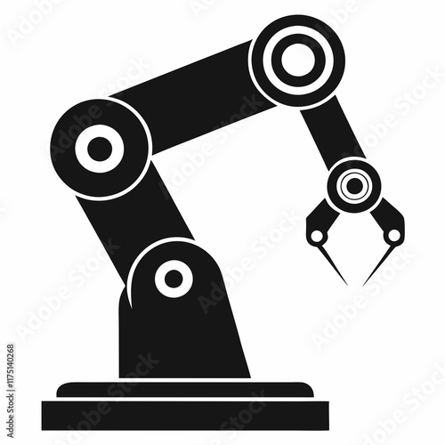 Industrial Robot Arm Silhouette Vector