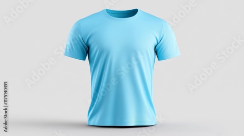 Wallpaper Mural Minimalist Turquoise T-shirt Mockup on White Background. Generative AI Torontodigital.ca