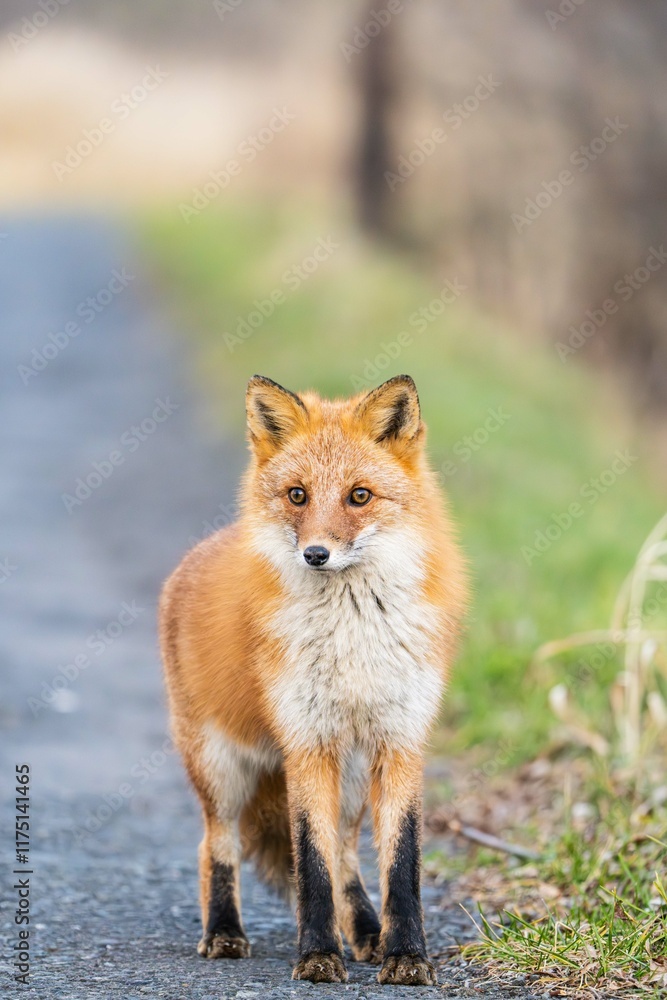 Obraz premium 北海道のキタキツネ