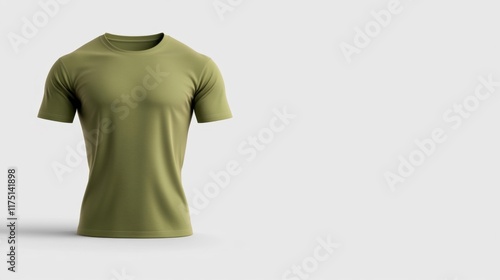 Olive Green T-Shirt Mockup. Generative AI photo