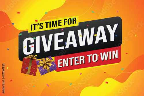 giveaway enter and win word vector gift box surprise style for social media landing page, template, ui, web, mobile app, poster, banner, flyer, background, gift card, coupon, label, wallpaper

