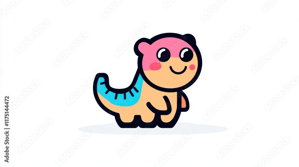 Obraz premium Adorable Cartoon Dinosaur Illustration Cute Baby Dino Character Design Perfect for Kids