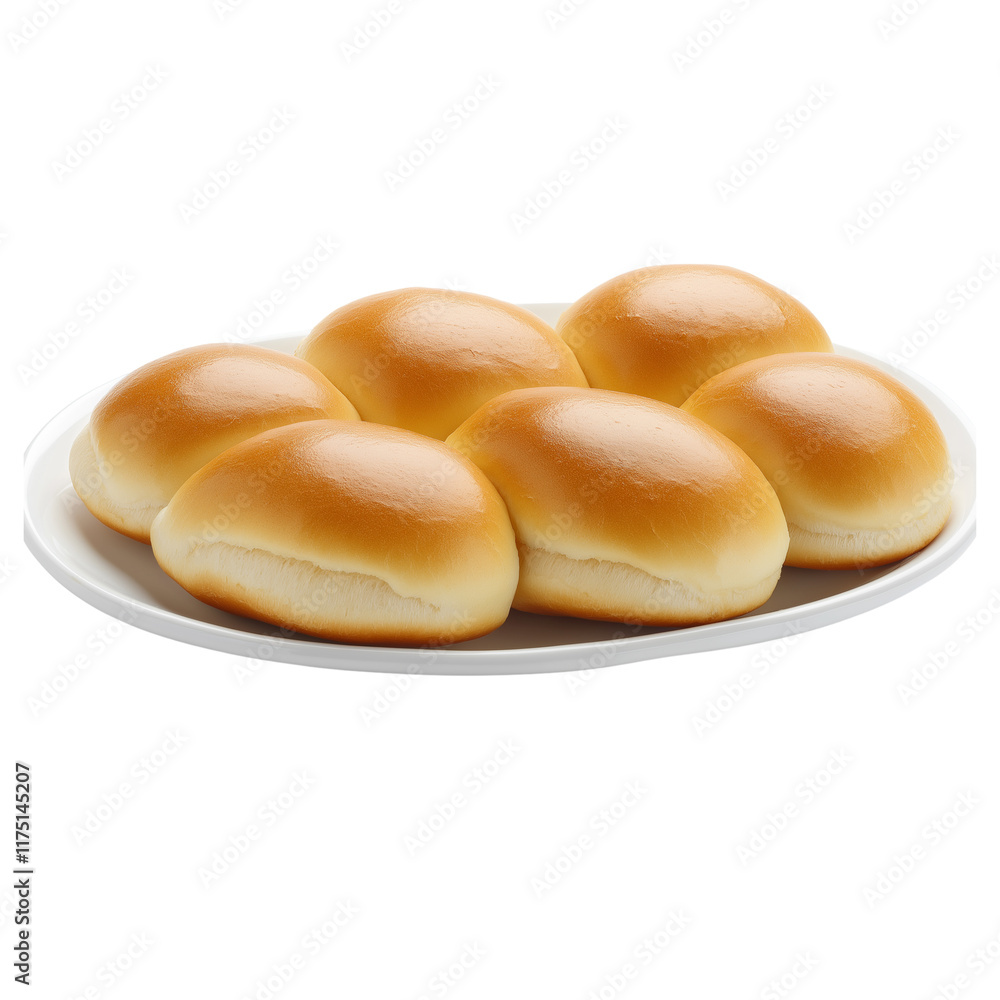 Unblemished Buns, four buns on a white plate, top view, food photography, delicious, golden-brown color of breadisolated on white or transparent png Unblemished Buns, four buns on a white plate, top view, food photography, delicious, golden-brown color of breadisolated on white or transparent png