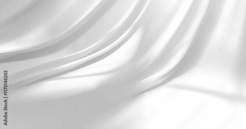 Fototapeta premium Flowing white fabric with soft shadows and light