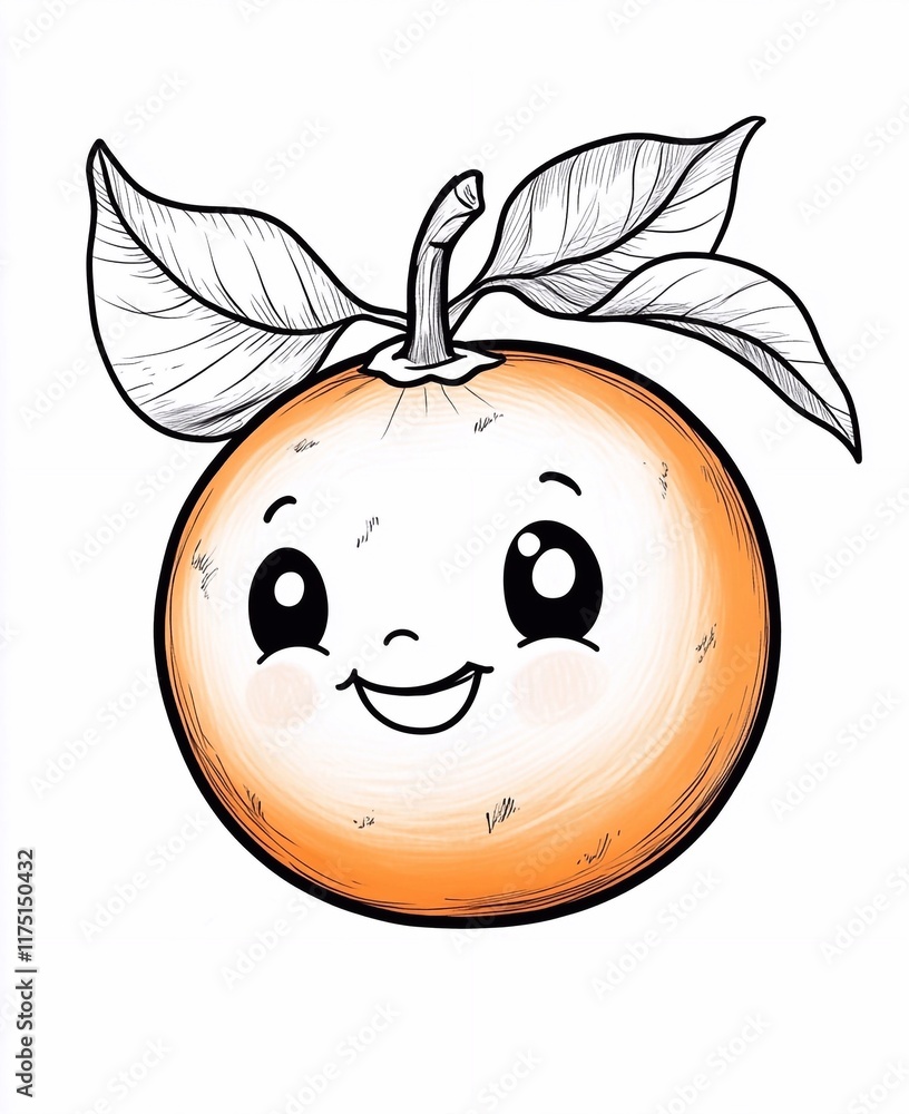 Obraz premium coloring pages for children 4-6 years old depicting kawaii Orange