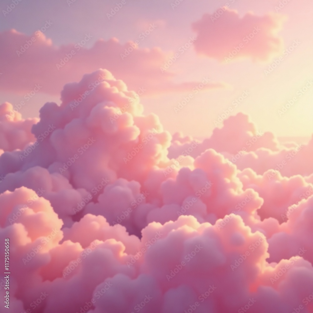 Softly glowing clouds in shades of pink and peach, gentle, serene, soft focus Softly glowing clouds in shades of pink and peach, gentle, serene, soft focus