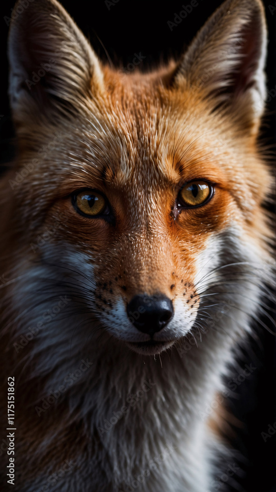 Obraz premium Orange fox shot in dramatic professional quality against dark moody background