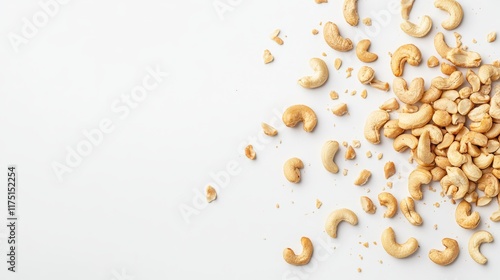 Salted cashew nuts isolated on white background