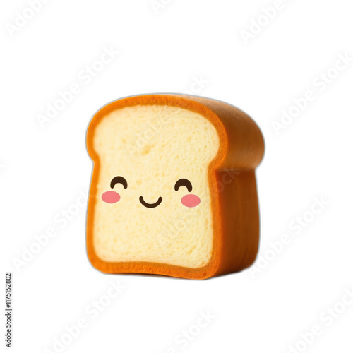 Happy toast slice, cartoon style, food illustration, breakfast.
