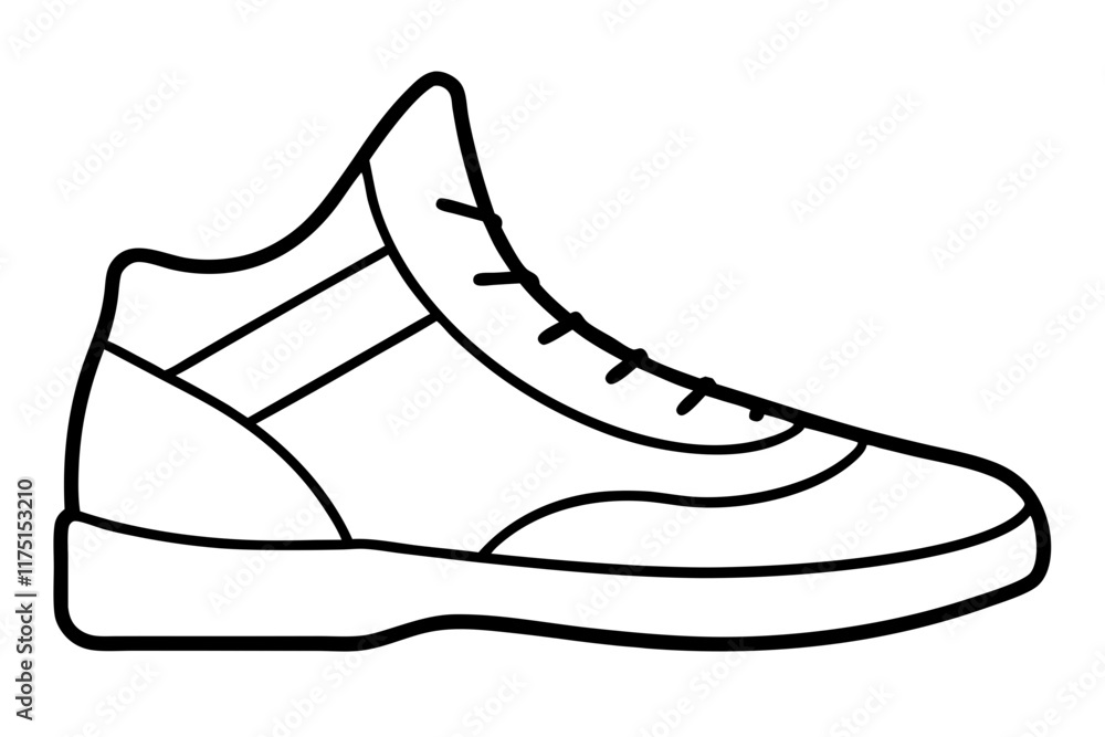 Basketball Shoes Side Profile Silhouette Icon on White Background - Sports Footwear Design Basketball Shoes Side Profile Silhouette Icon on White Background - Sports Footwear Design