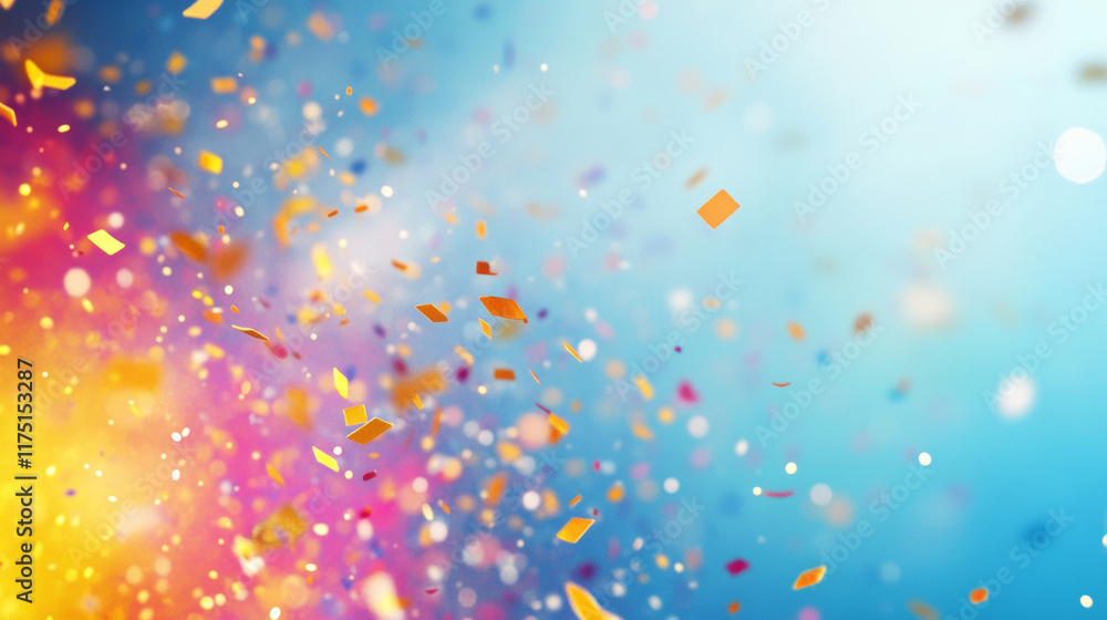 Colorful confetti on vibrant gradient background Colorful confetti on vibrant gradient background