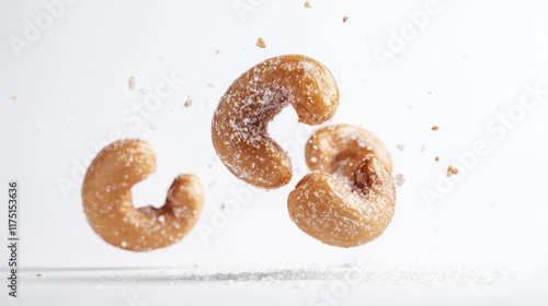 Salted cashew nuts isolated on white background