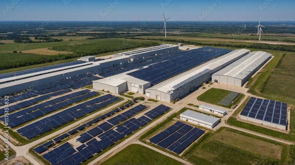 Solar Farm: Industrial Complex with Extensive Photovoltaic Array Solar Farm: Industrial Complex with Extensive Photovoltaic Array
