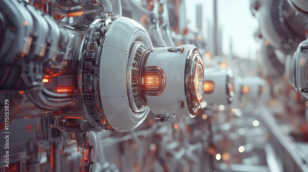Obraz premium Futuristic machinery with glowing elements
