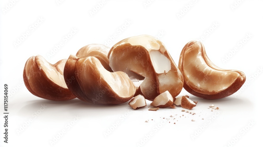 Salted cashew nuts isolated on white background Salted cashew nuts isolated on white background