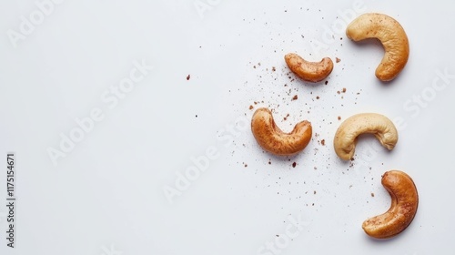 Salted cashew nuts isolated on white background
